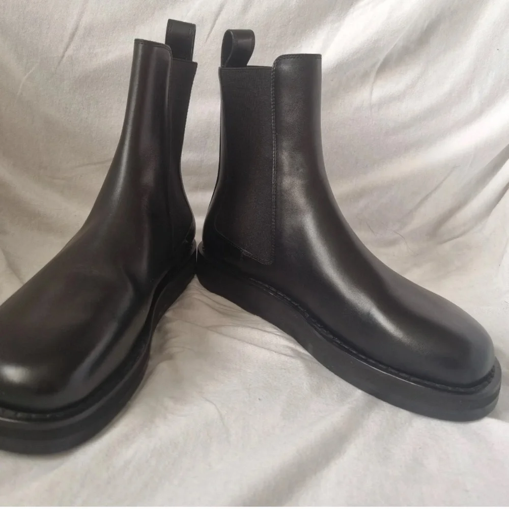 The Row Gaia Black Leather Ankle Boots - Picture 7 of 11